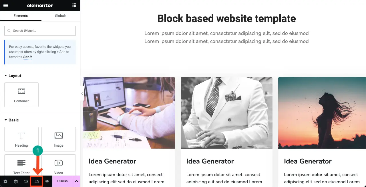 Make the Elementor page mobile responsive