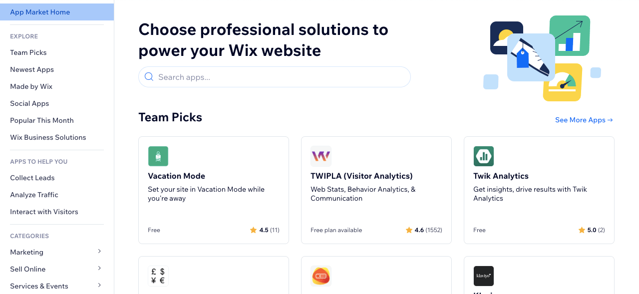WIX app market
