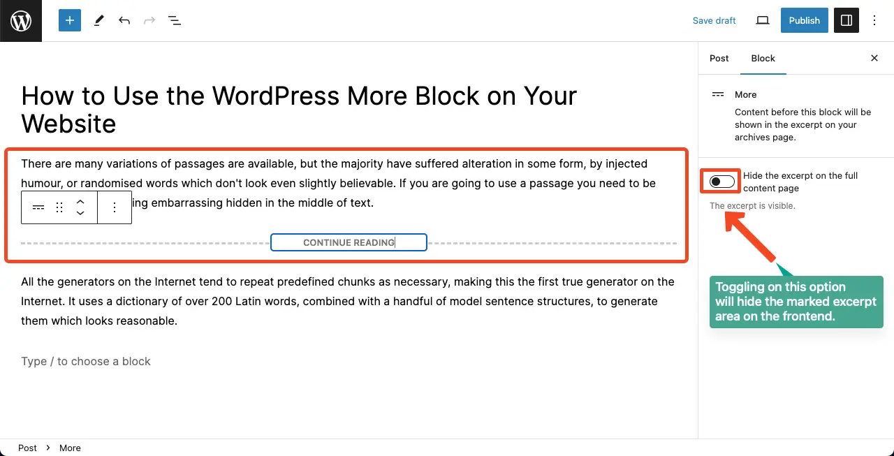 Hide the WordPress More block
