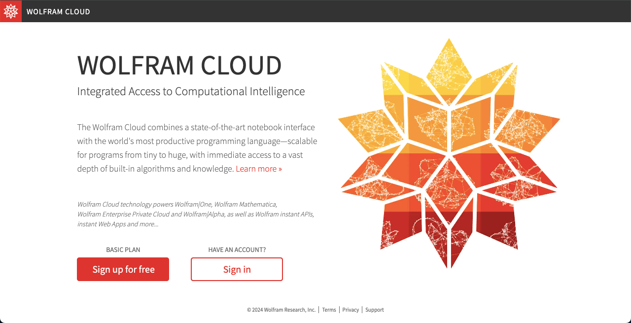 Sign up in Wolfram Cloud