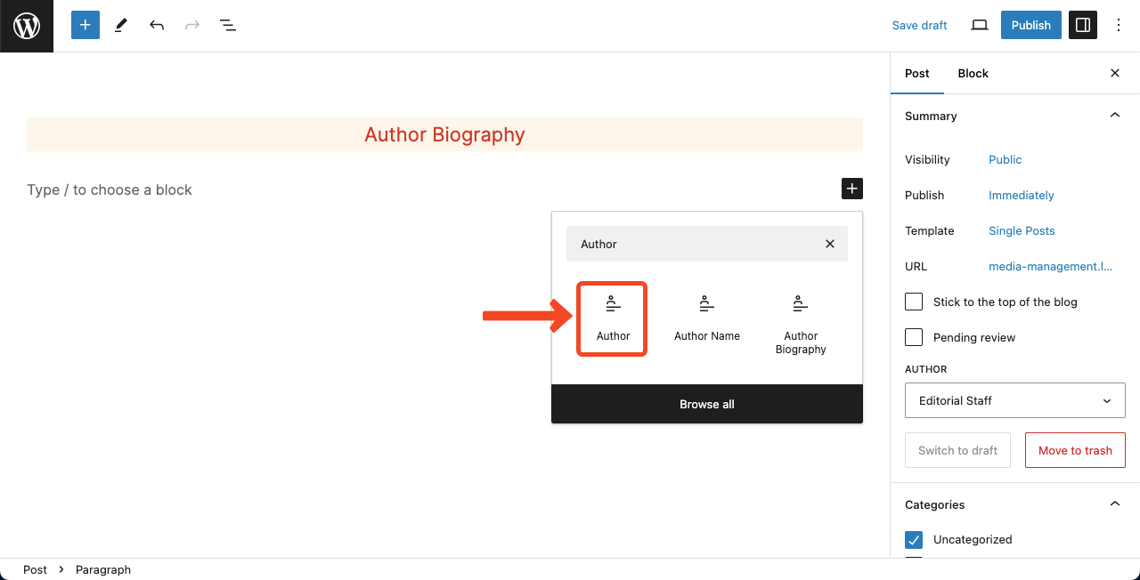 Add the Author block