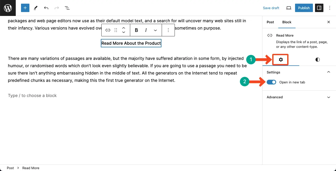 Configure Settings of the Read More block