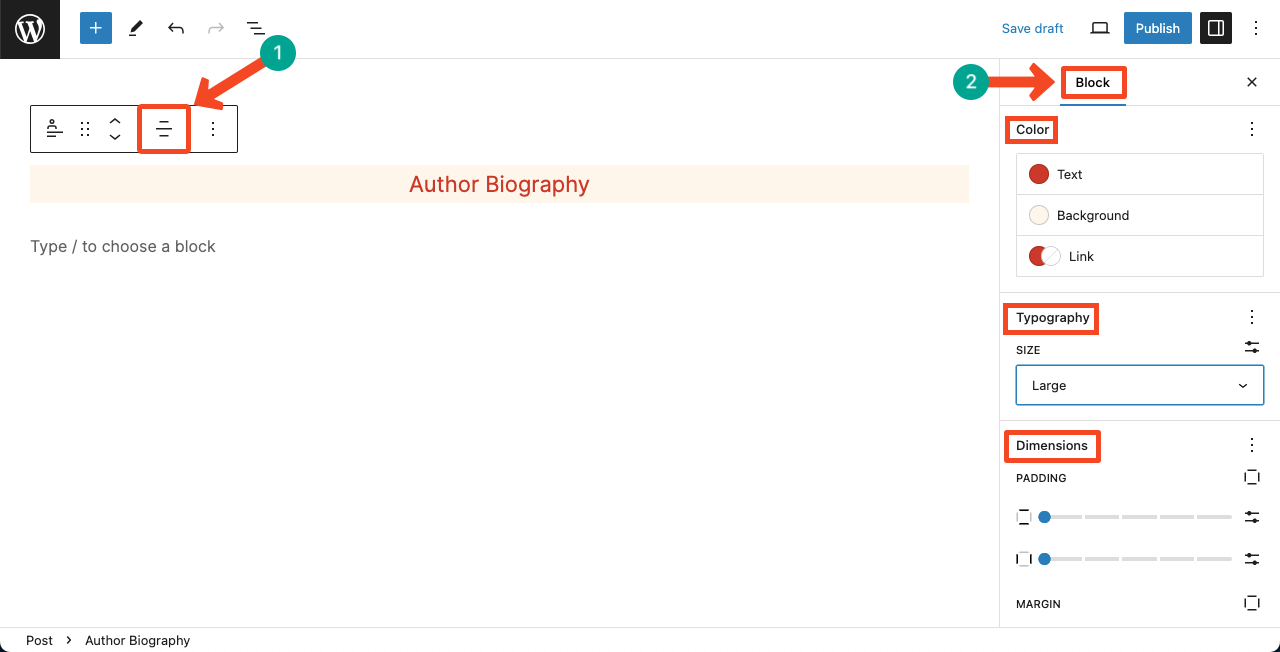 Customize the Author Biography Block