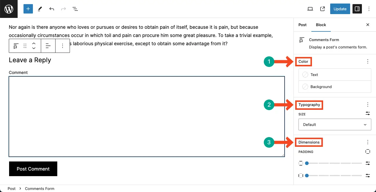 Customize the Comment Form Block