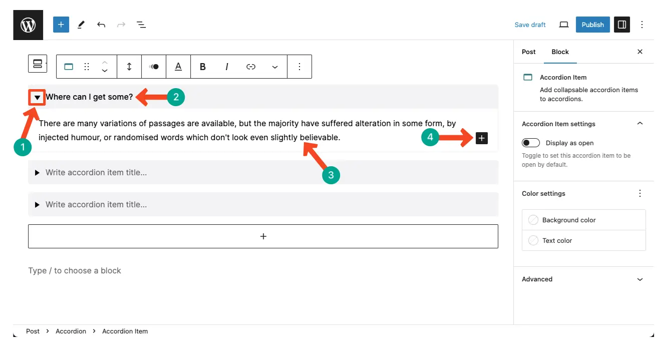 Add Content to the Accordion Panel