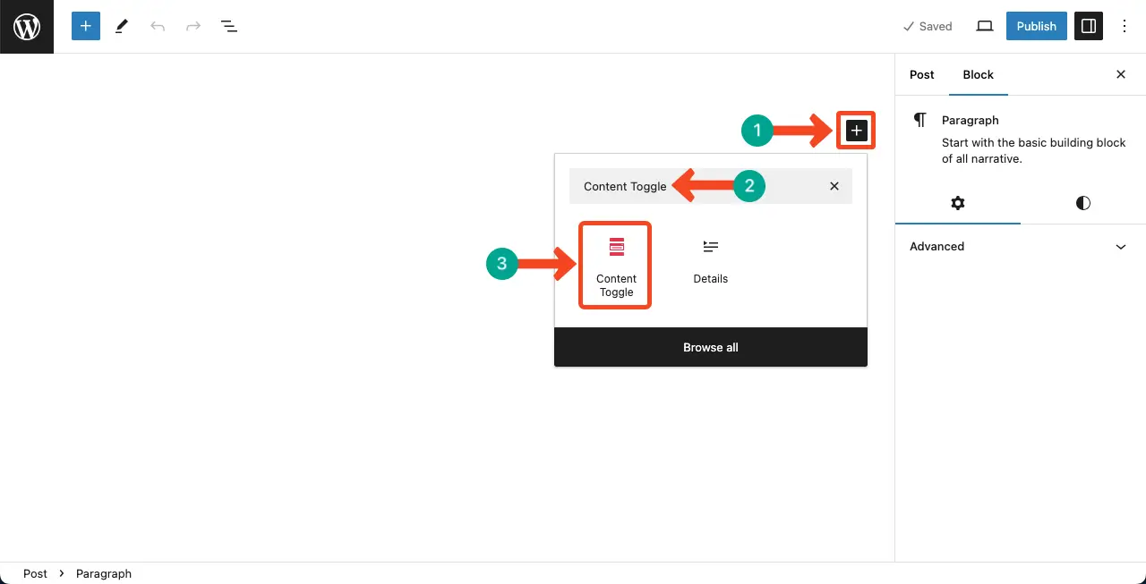 Add the Accordion Block of the Plugin to the Editor