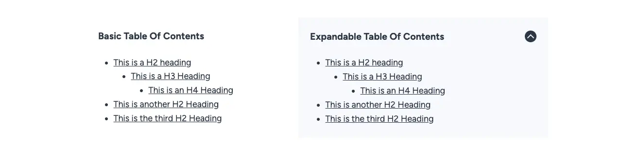 Table of Content Block of Kadence Blocks