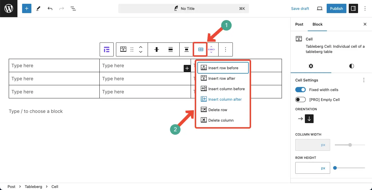 Arrange rows and columns