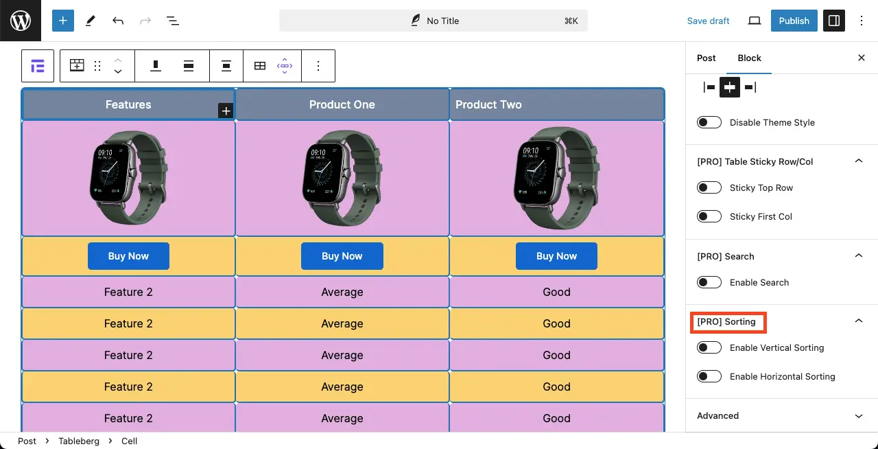 Enable Sorting with Tableberg